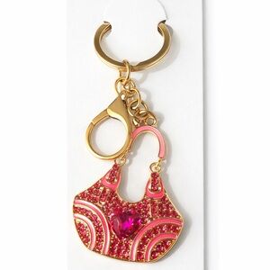 Mint Gold and Dark Pink Handbag Keychain